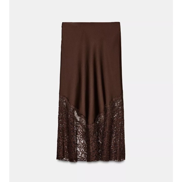🔥LAST ONE LEFT! 🔥 ZARA NWT STUNNING Satin Effect Lace Skirt ZW Collection VIRAL - Picture 14 of 15